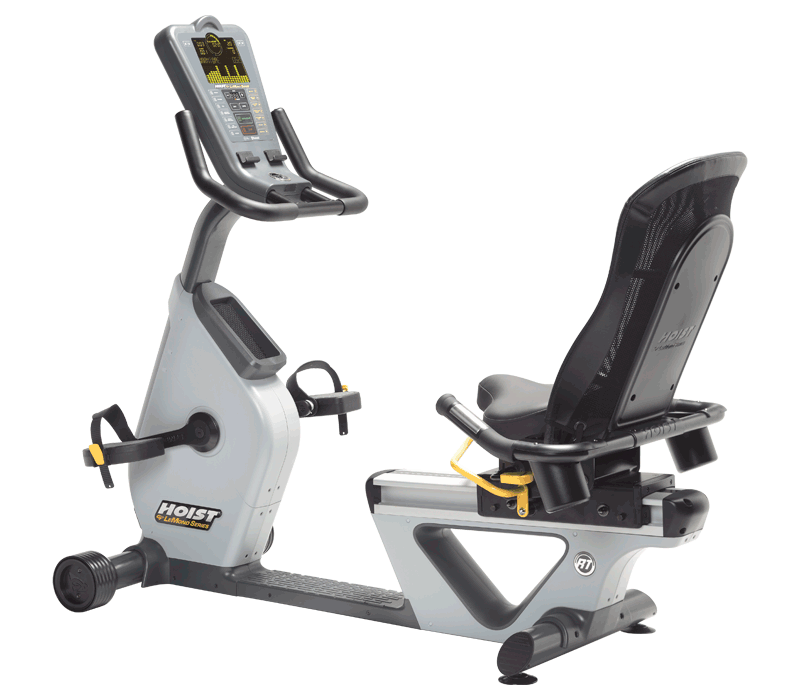 Hoist Lemond RT recumbent bike with a step-through design and digital display