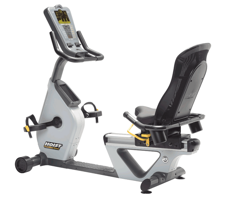 Hoist Lemond RT recumbent bike with a step-through design and digital display