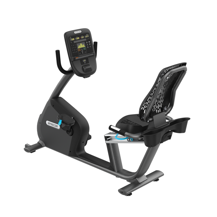 Precor RBK 835 recumbent bike in Storm Grey color