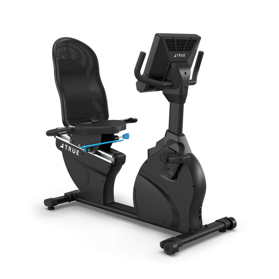 TRUE Performance Series Recumbent Bike with transport wheels