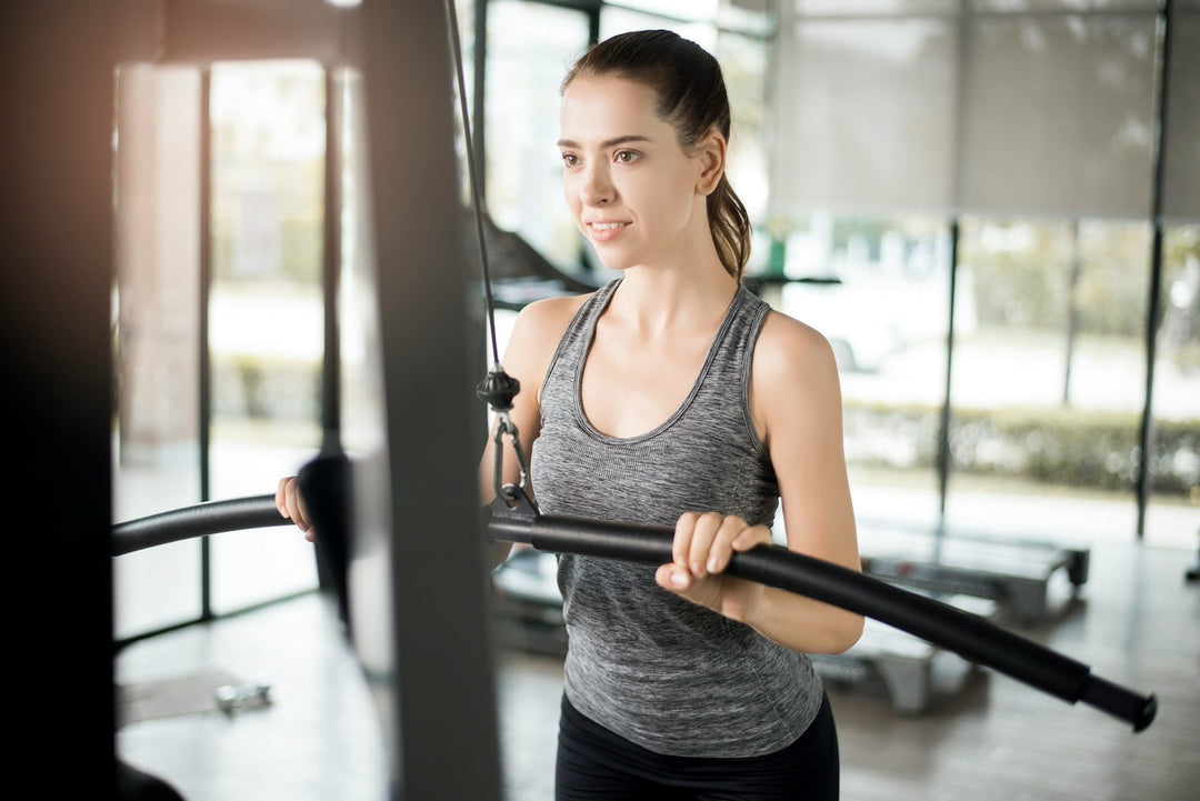 using gym equipment
