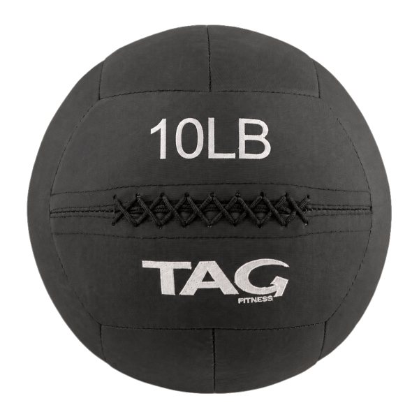 10 lb black BulletProof medicine ball with embroidered weight marking and TAG logo