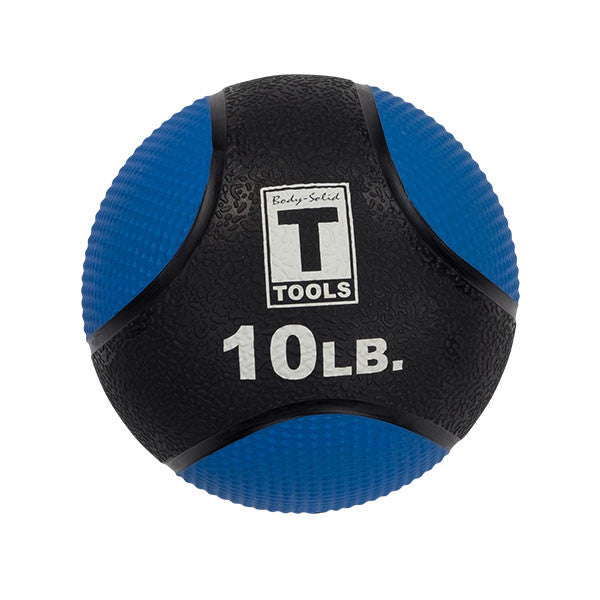 10 lb Body-Solid premium medicine ball with blue color-coded panels.