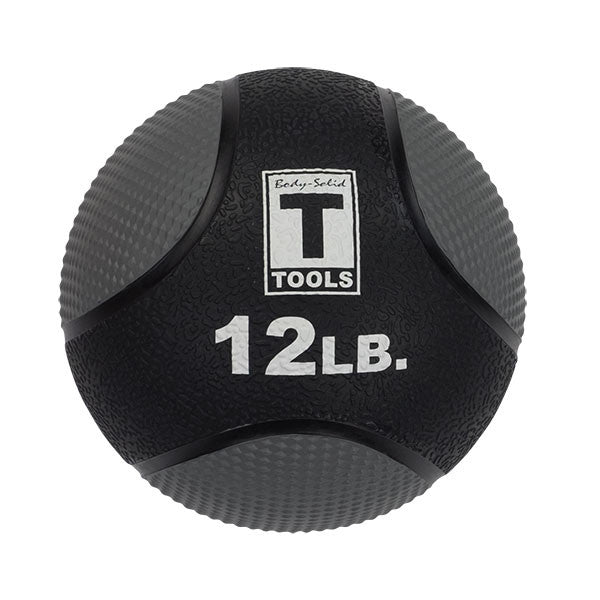 12 lb Body-Solid premium medicine ball with gray color-coded panels.