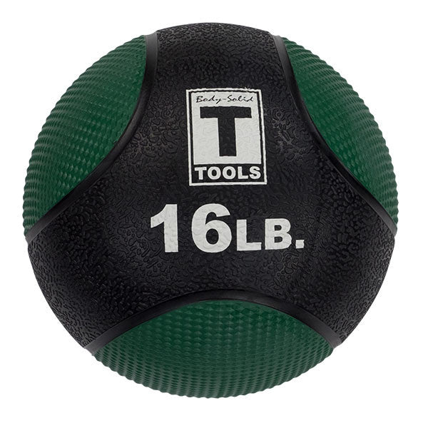 16 lb Body-Solid premium medicine ball with green color-coded panels.