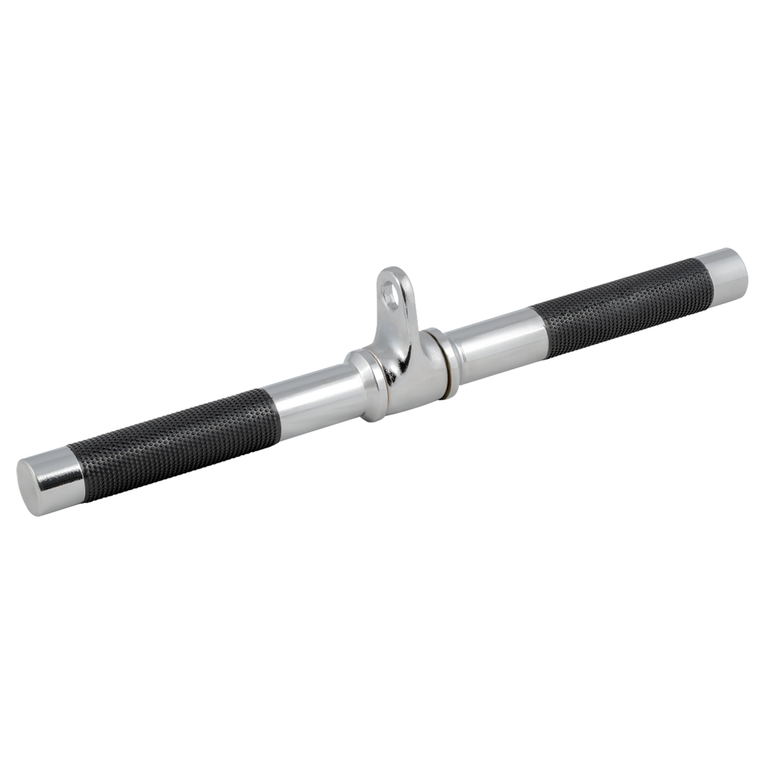 17 inch revolving straight handle bar with black urethane grips for cable strength training