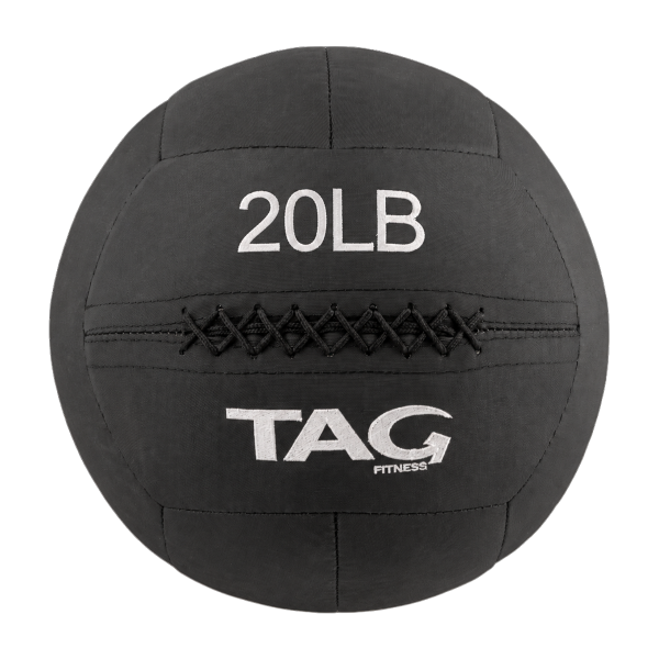 20 lb black BulletProof medicine ball with embroidered weight marking and TAG logo