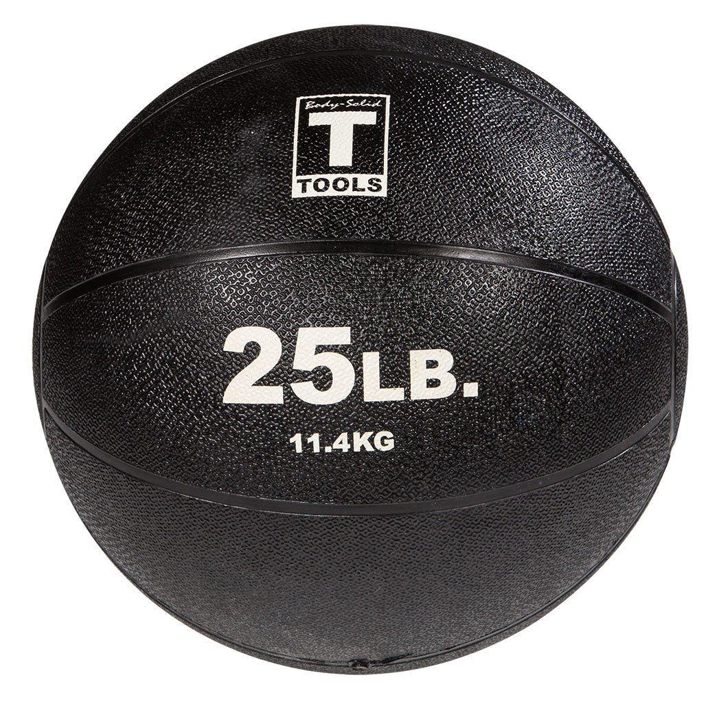 25 lb Body-Solid premium medicine ball with textured black rubber surface.