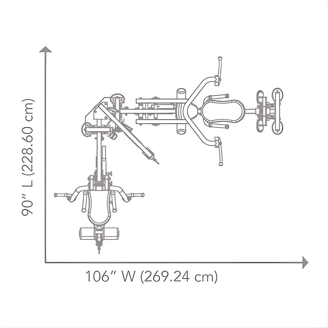2 stack multi gym dimensions showing full system footprint for home or commercial gym space planning
