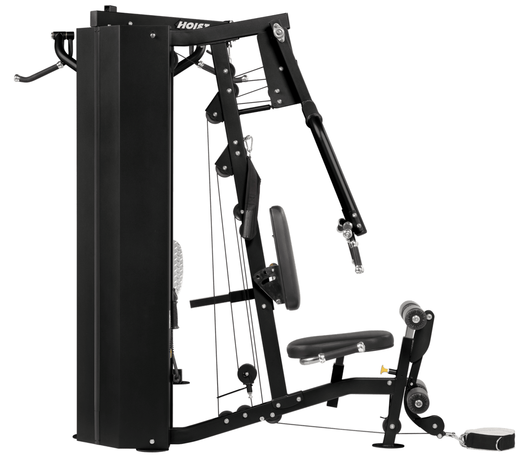 2 stack multi gym rear angle highlighting frame structure and cable system for full body training routines