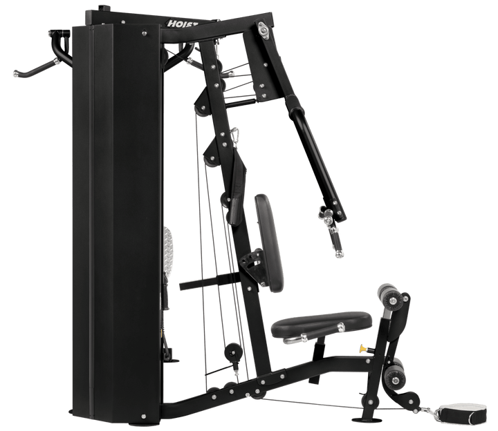 2 stack multi gym rear angle highlighting frame structure and cable system for full body training routines