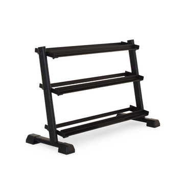 3 tier dumbbell rack steel frame design for organized weight storage in home gym or commercial fitness space