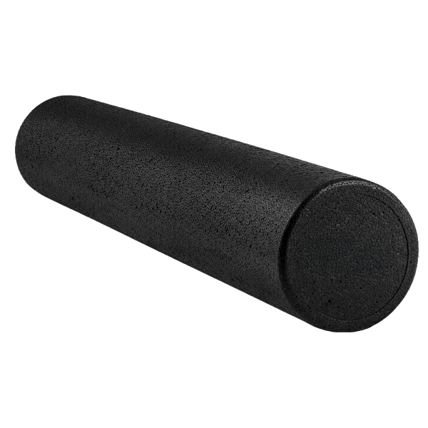 Black 36 x 6-inch round high-density foam roller for stretching and mobility exercises