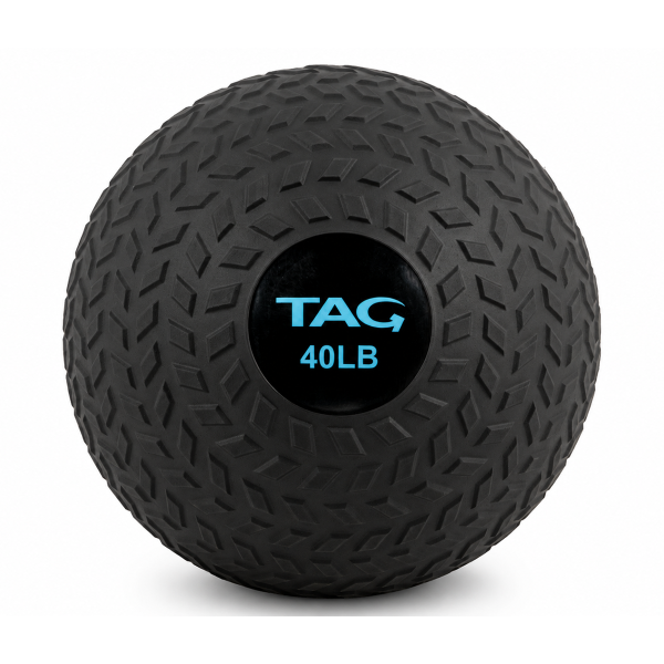 40 lb black tire tread slam ball with textured rubber surface