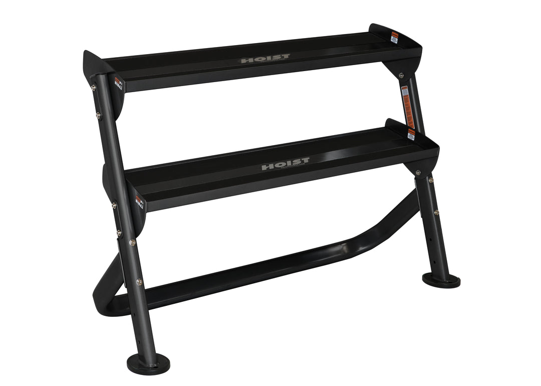 48 inch horizontal dumbbell rack with two tier shelves for commercial and home gym storage