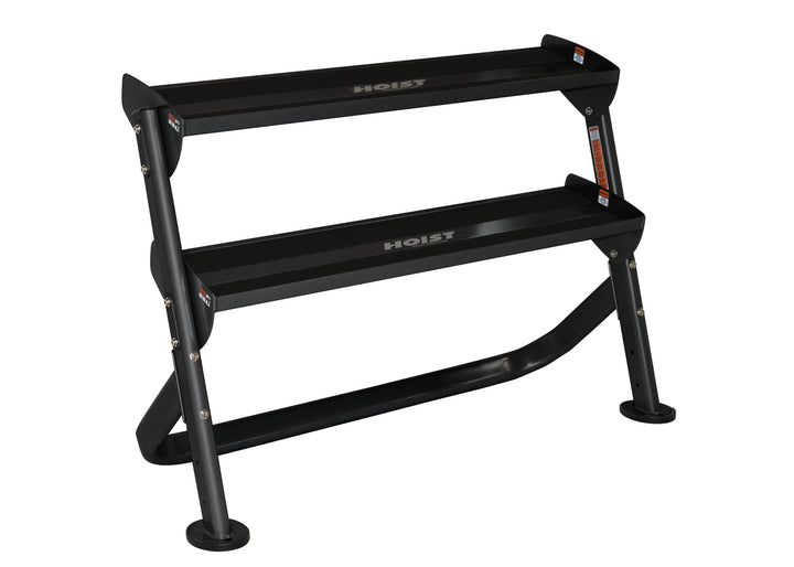 48 inch horizontal dumbbell rack with two tier shelves for commercial and home gym storage