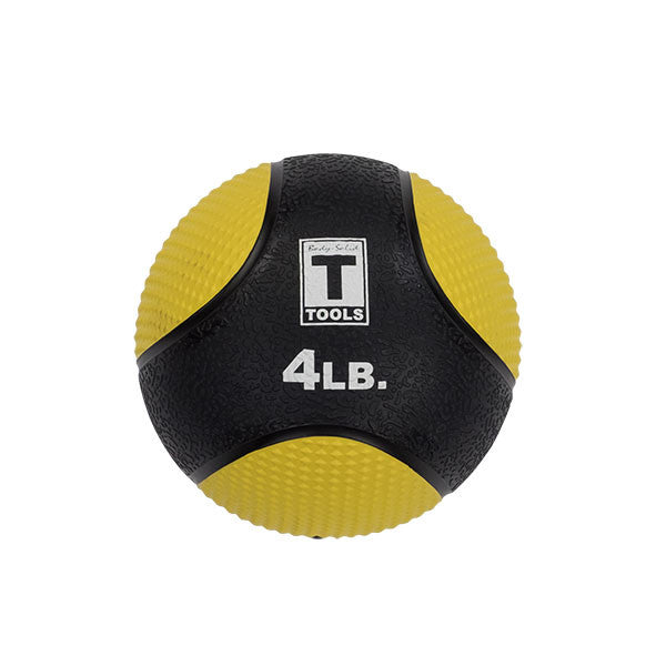 4 lb Body-Solid premium medicine ball with yellow color-coded panels.
