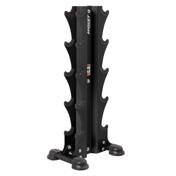 vertical dumbbell rack with 5 pair capacity compact space-saving design for home or commercial gym storage