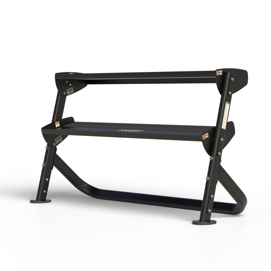 60 inch horizontal dumbbell rack with two tier shelves for commercial and home gym storage