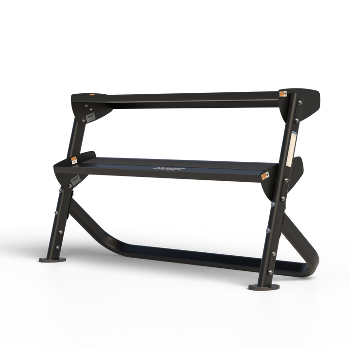 60 inch horizontal dumbbell rack with two tier shelves for commercial and home gym storage