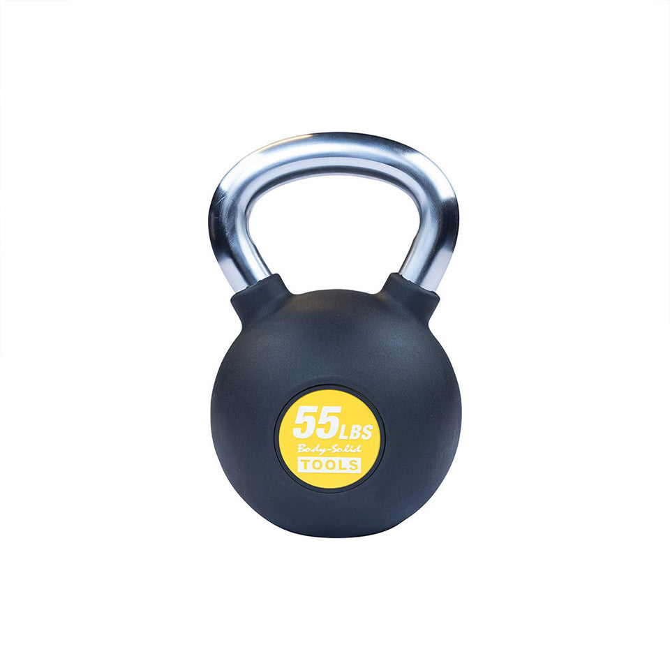BODY SOLID 55LB Chrome, Rubber Kettlebell