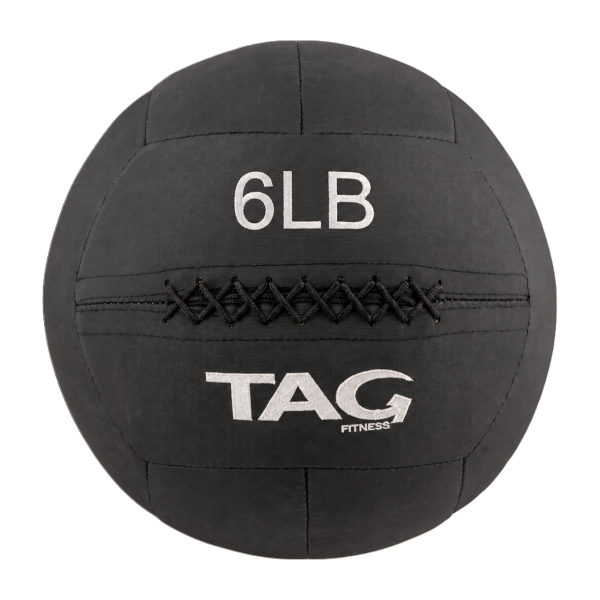 6 lb black BulletProof medicine ball with embroidered weight marking and TAG logo