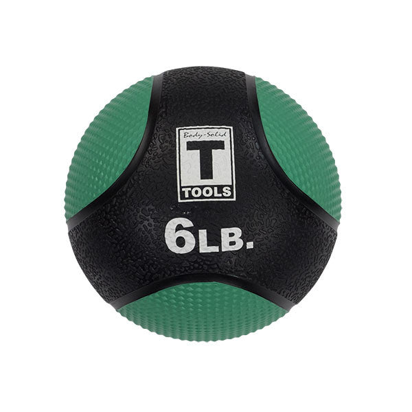 6 lb Body-Solid premium medicine ball with green color-coded panels.