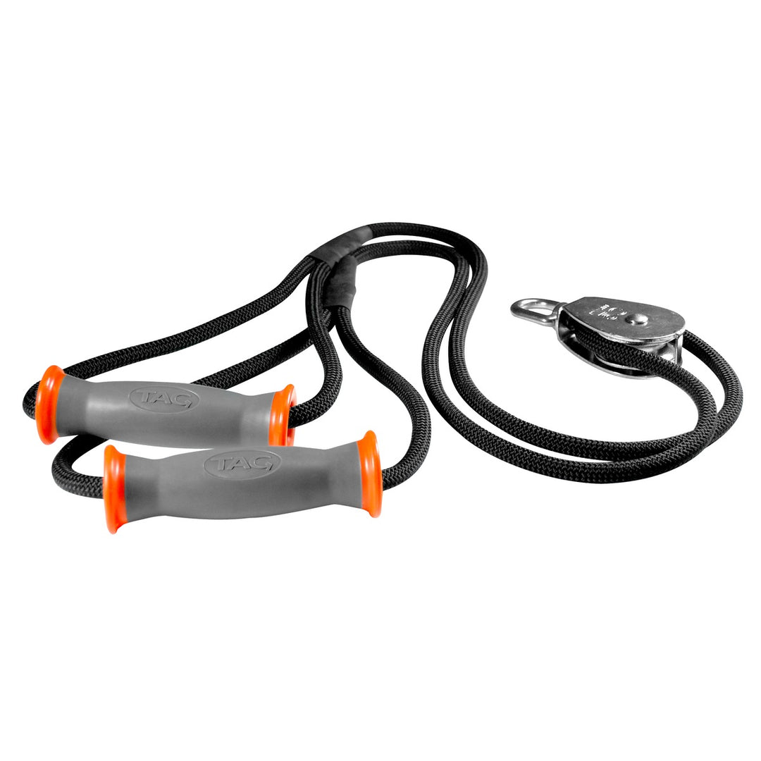 AT Sports Flex Trainer cable attachment system with nylon cord, handles, and pulley attachment