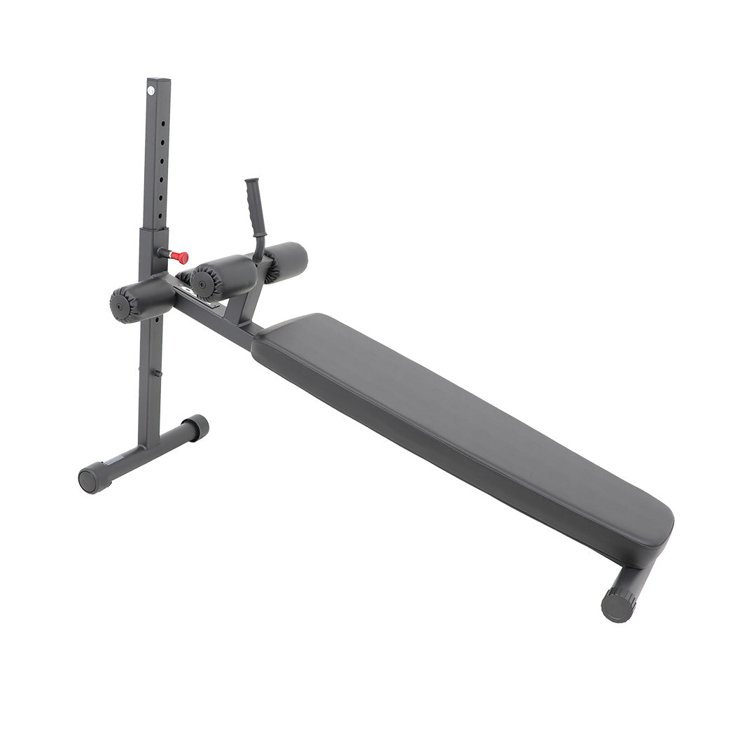 Adjustable abdominal bench set to an incline position for core exercises.