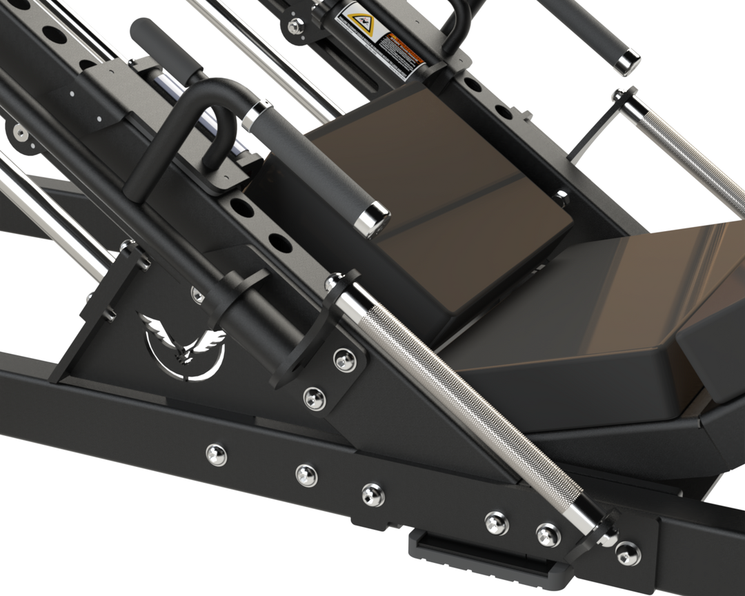 Adjustable lumbar seat on the Defiant Strength 35-degree linear leg press.