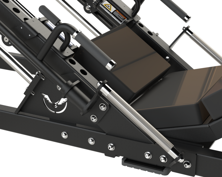 Adjustable lumbar seat on the Defiant Strength 35-degree linear leg press.