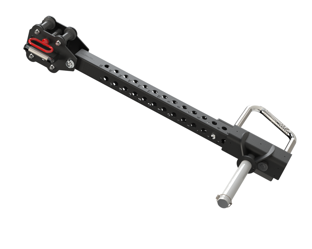 Angled view showing adjustment points on the jammer arm attachment.