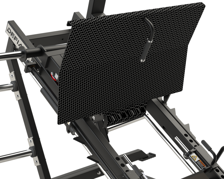 Angled view of the Defiant Strength 35-degree plate loaded leg press.