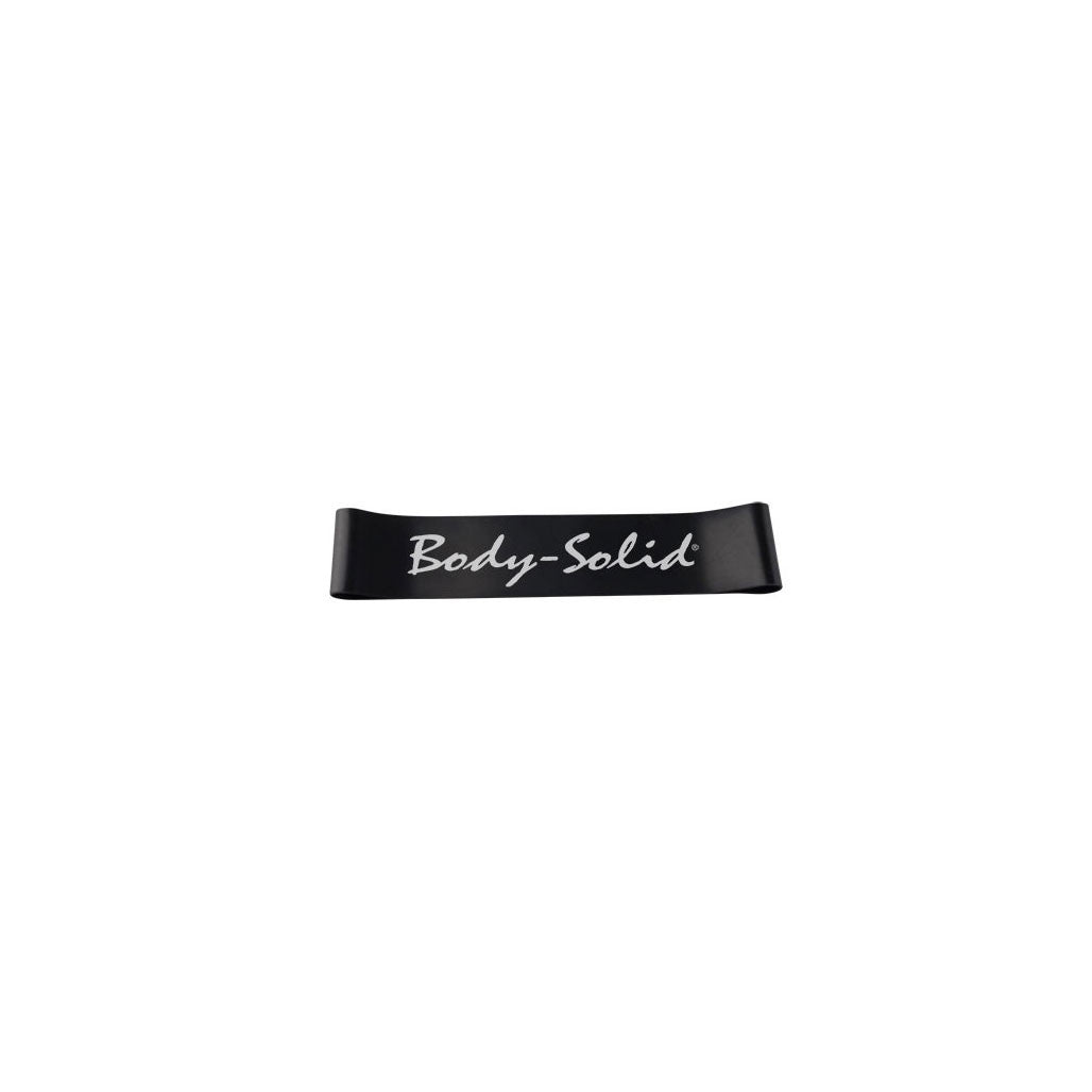 Black Body-Solid Tools mini resistance band representing extra heavy resistance.