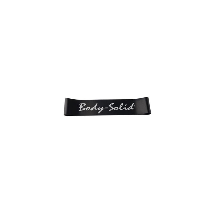 Black Body-Solid Tools mini resistance band representing extra heavy resistance.