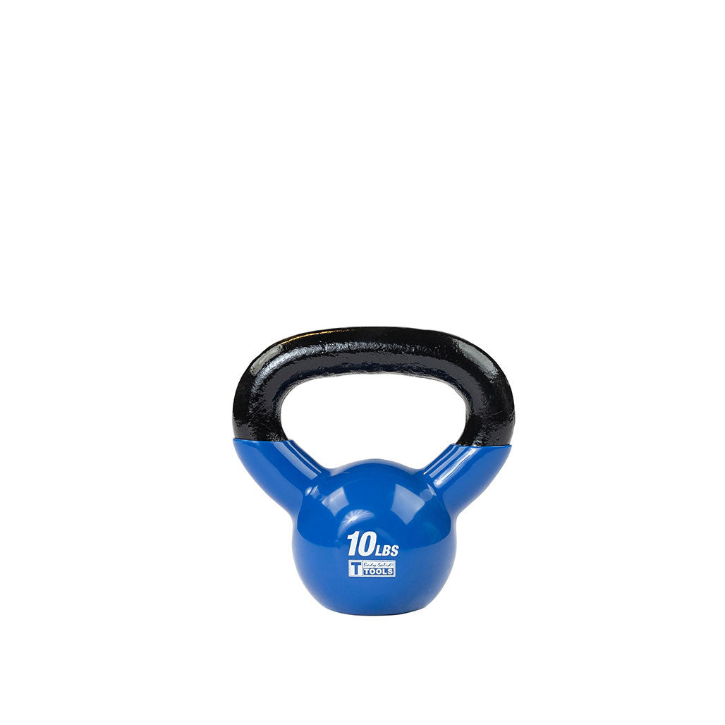 Blue 10 lb kettlebell with black handle