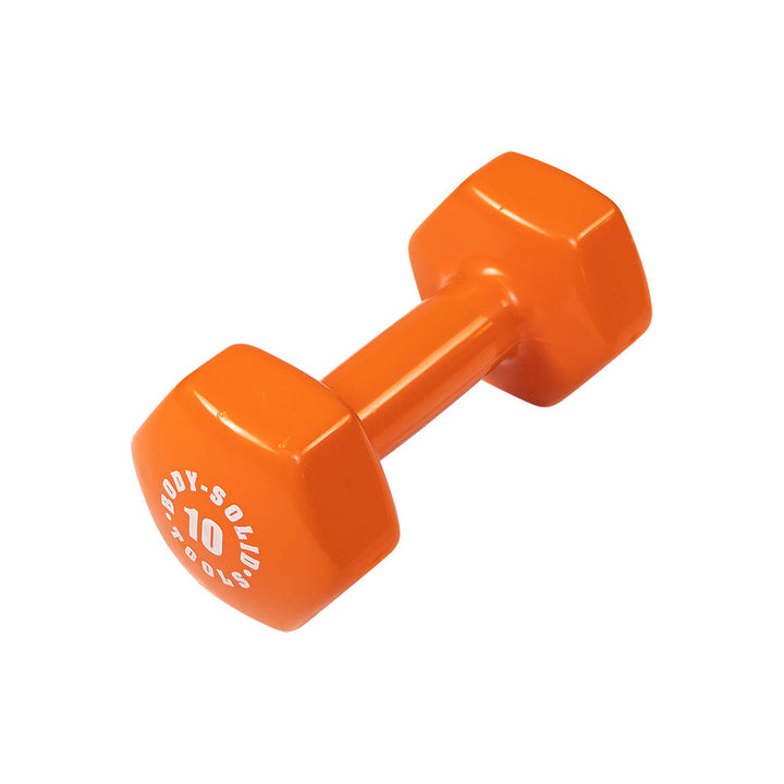 Body-Solid BSTVD10 orange 10 lb vinyl dumbbell with no-roll hex ends
