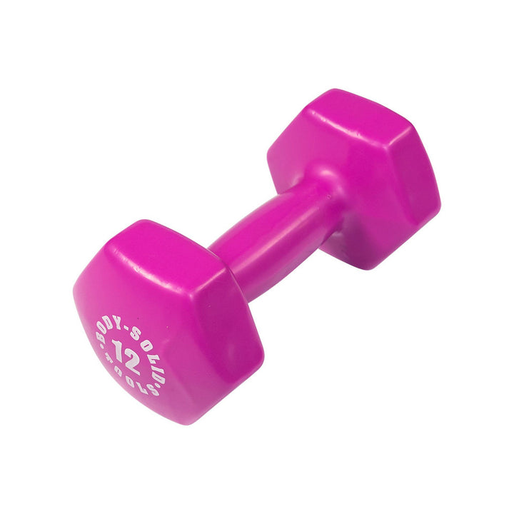 Body-Solid BSTVD12 magenta 12 lb vinyl dumbbell with no-roll hex ends