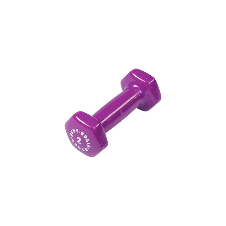 Body-Solid BSTVD2 light purple 2 lb vinyl dumbbell with no-roll hex ends