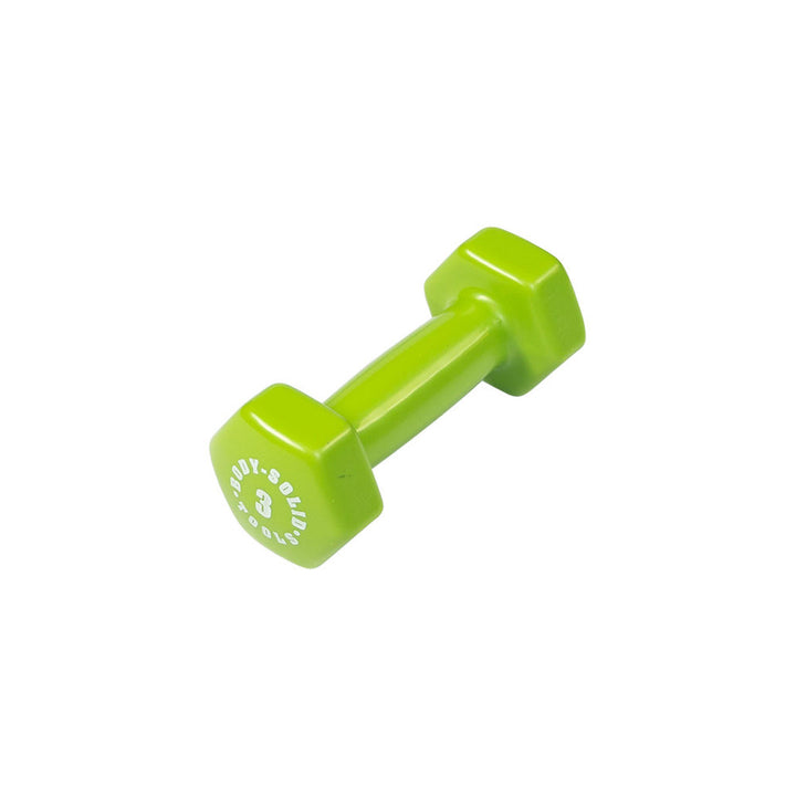 Body-Solid BSTVD3 green 3 lb vinyl dumbbell with no-roll hex ends