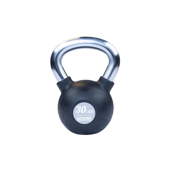 Body-Solid KBZ 30 lb rubber-coated cast iron kettlebell with chrome handle