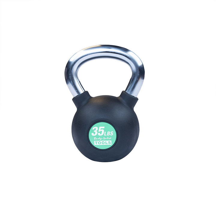 Body-Solid KBZ 35 lb rubber-coated cast iron kettlebell with chrome handle
