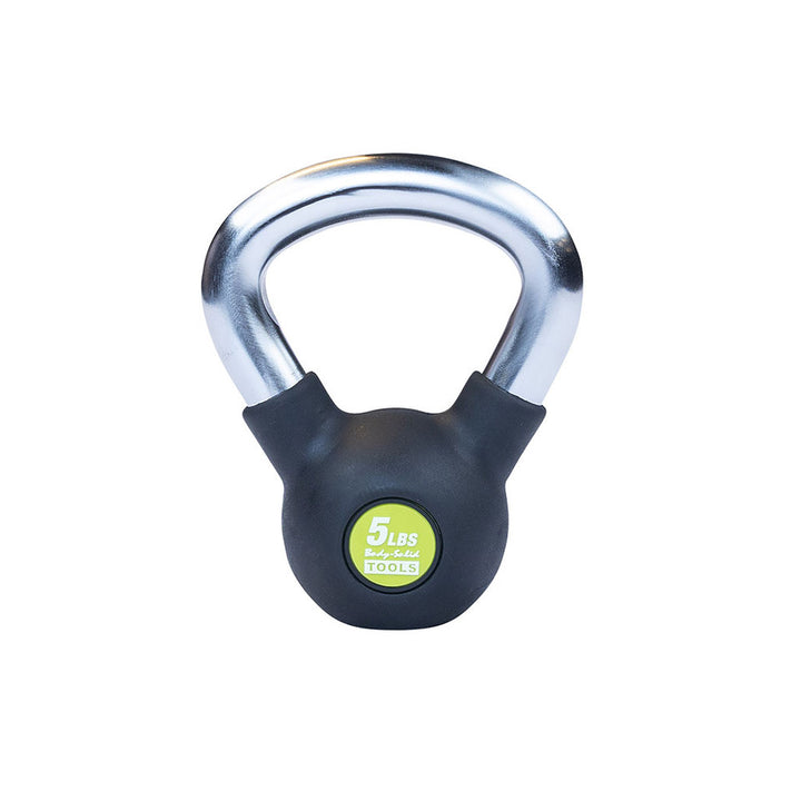 Body-Solid KBZ 5 lb rubber-coated cast iron kettlebell with chrome handle
