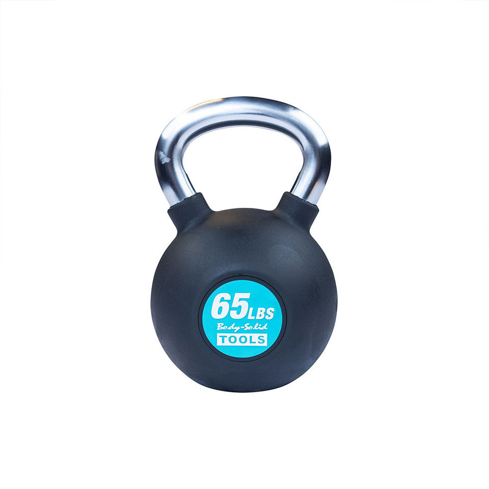 Body-Solid KBZ 65 lb rubber-coated cast iron kettlebell with chrome handle