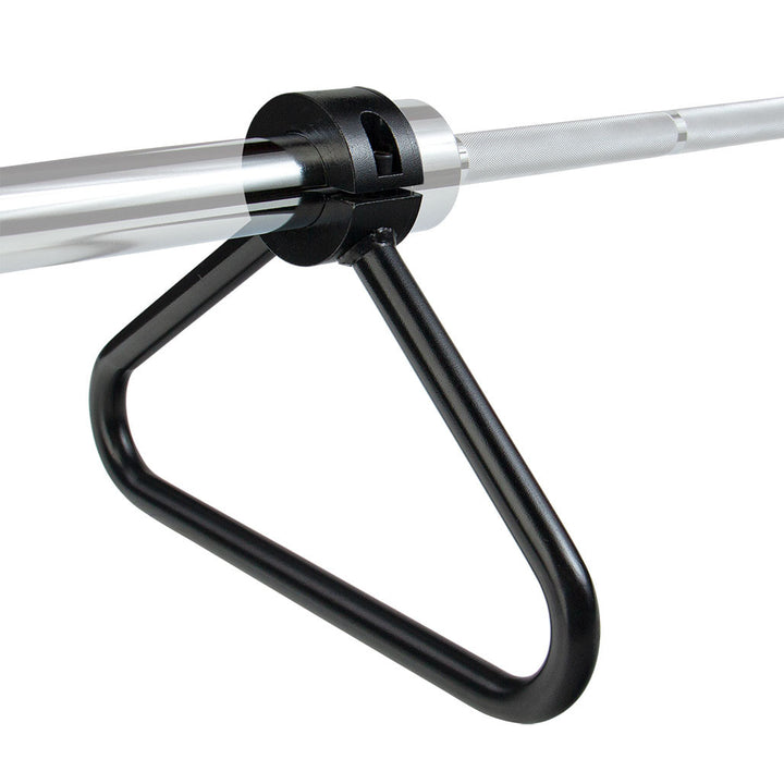 Body-Solid BSTOBS Olympic bar stand attached to an Olympic barbell.