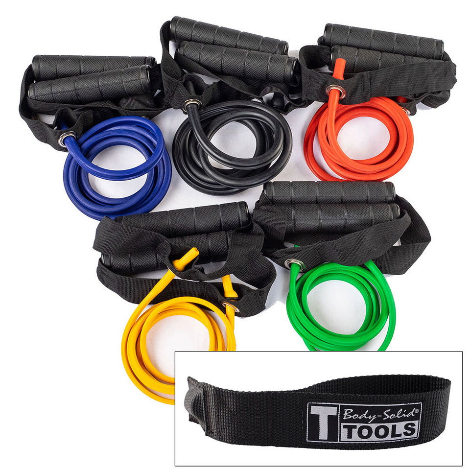 Body-Solid five resistance tube set with handles and door attachment