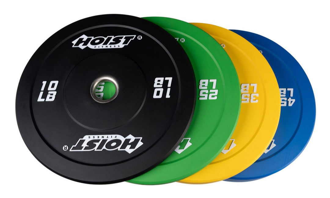 HOIST bumper plates designed for Olympic lifting, strength training, and commercial gym performance workouts