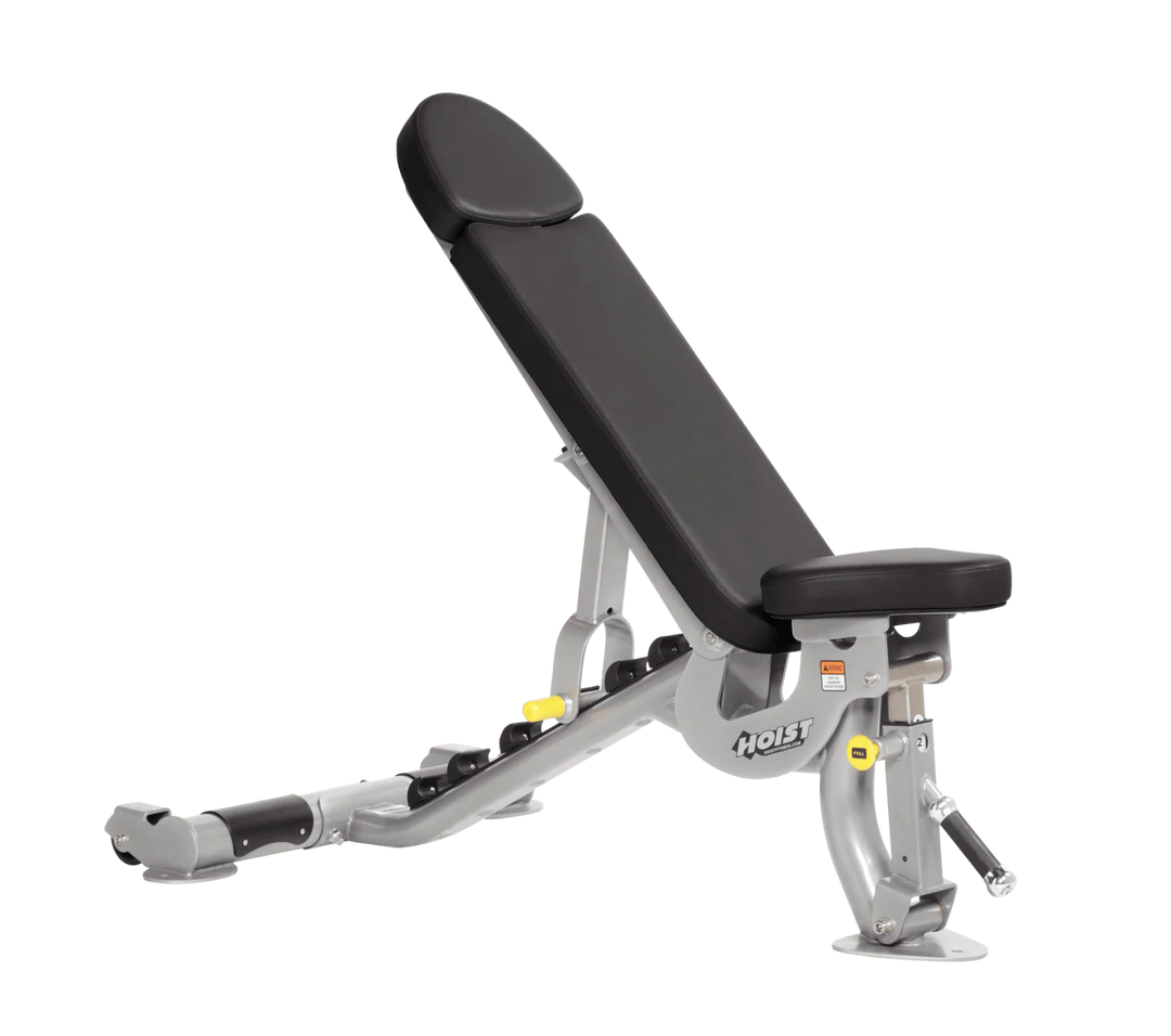 Hoist commercial flat incline adjustable weight bench with Platinum black padding and steel frame for gym strength training