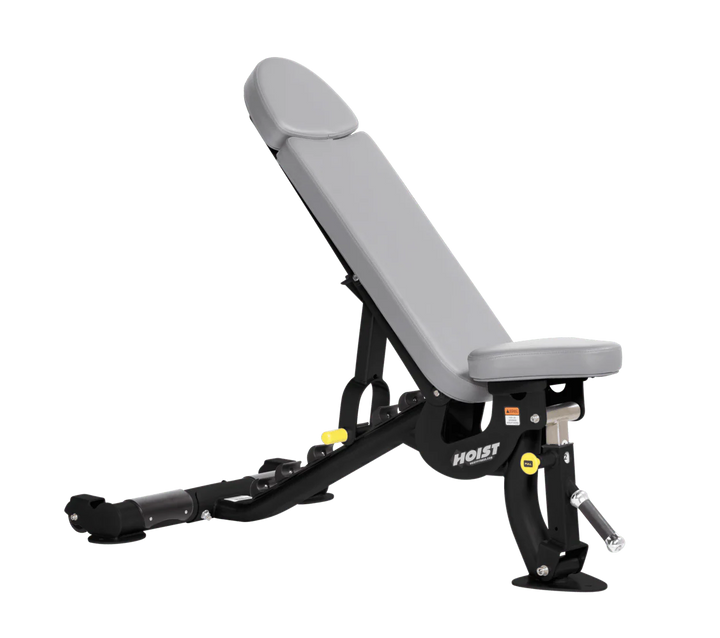 Hoist commercial flat incline adjustable weight bench with Dove grey padding and steel frame for gym strength training