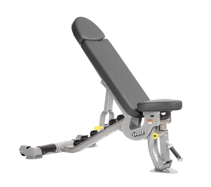 Hoist commercial flat incline adjustable weight bench with Platinum slate grey padding and steel frame for gym strength training